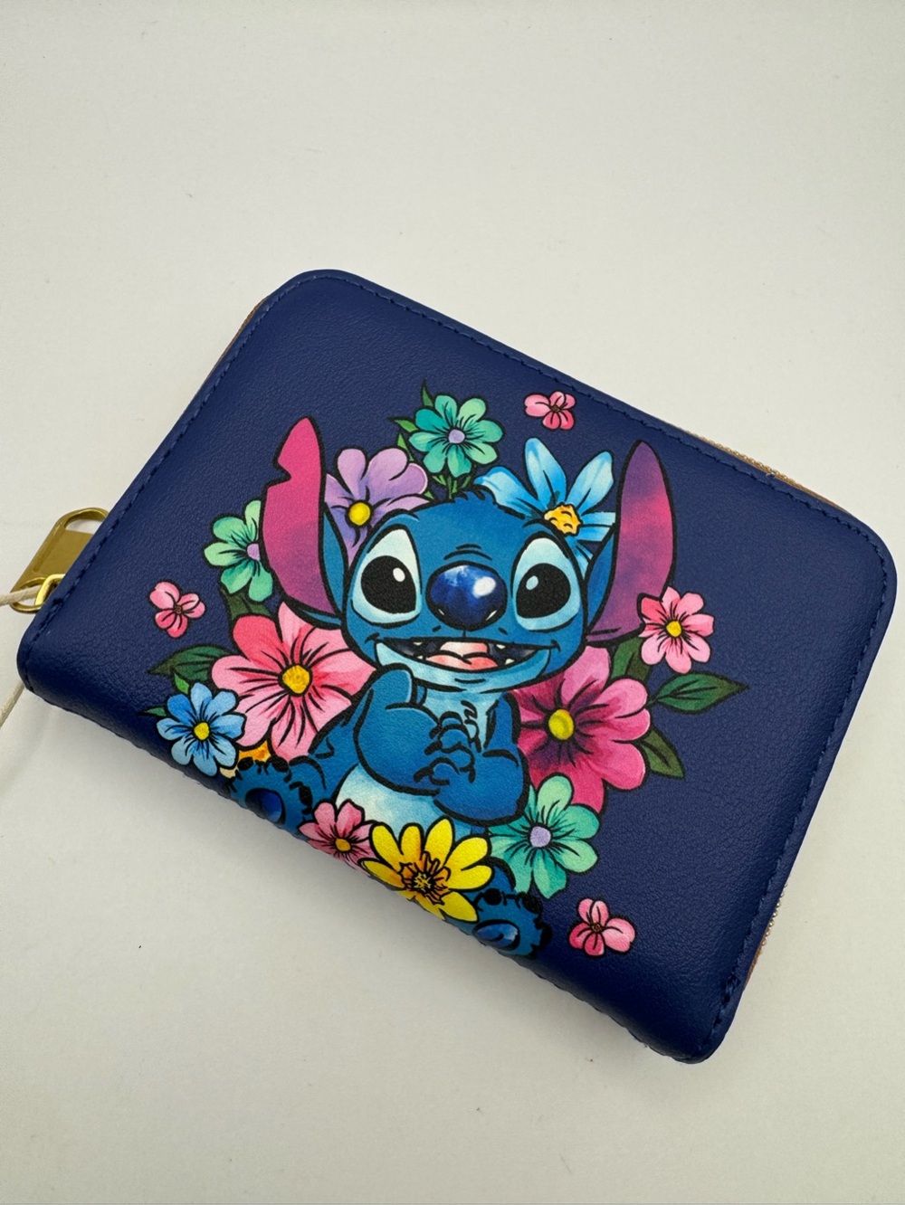 Loungefly Disney Stitch Floral Navy Kids Zip Wallet